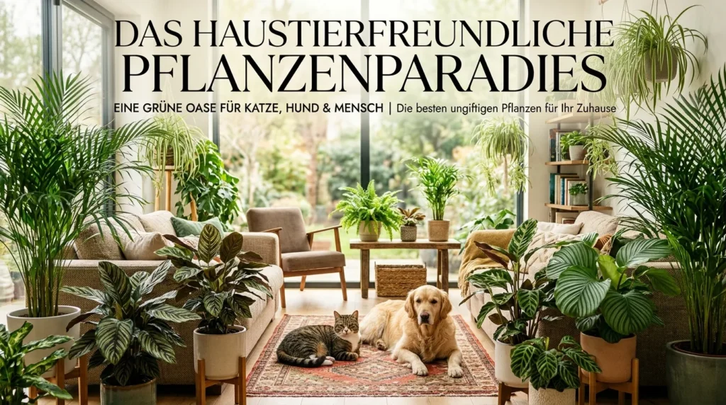 Für diesen Artikel wählen Sie ein kreatives Konzept, das direkt mit dem Thema verbunden ist, und erstellen Sie Visualisierungen in filmischer Qualität mit der Ästhetik eines Editorial-Magazin-Covers. Jede Komposition soll einzigartig und klar von den anderen unterscheidbar sein. Die Visualisierungen müssen im Querformat mit einem Seitenverhältnis von 16:9 gestaltet werden und eine breite, horizontale Komposition aufweisen – Hochformat- oder quadratische Formate sind strikt untersagt. Ausschließlich breites Querformat, kein Hochformat, kein Quadrat. Grundlagen für ein haustierfreundliches Pflanzenparadies